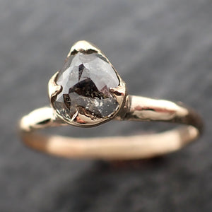 Fancy cut Salt and pepper Diamond Solitaire Engagement 14k yellow Gold Wedding Ring byAngeline 2605