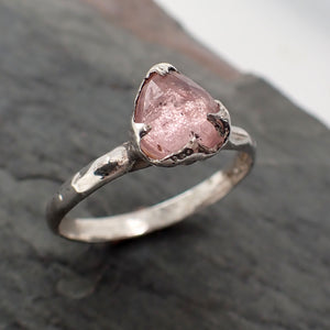 fancy cut pink tourmaline sterling silver ring gemstone solitaire recycled statement ss00088 Alternative Engagement