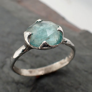 fancy cut blue tourmaline sterling silver ring gemstone solitaire recycled statement ss00083 Alternative Engagement