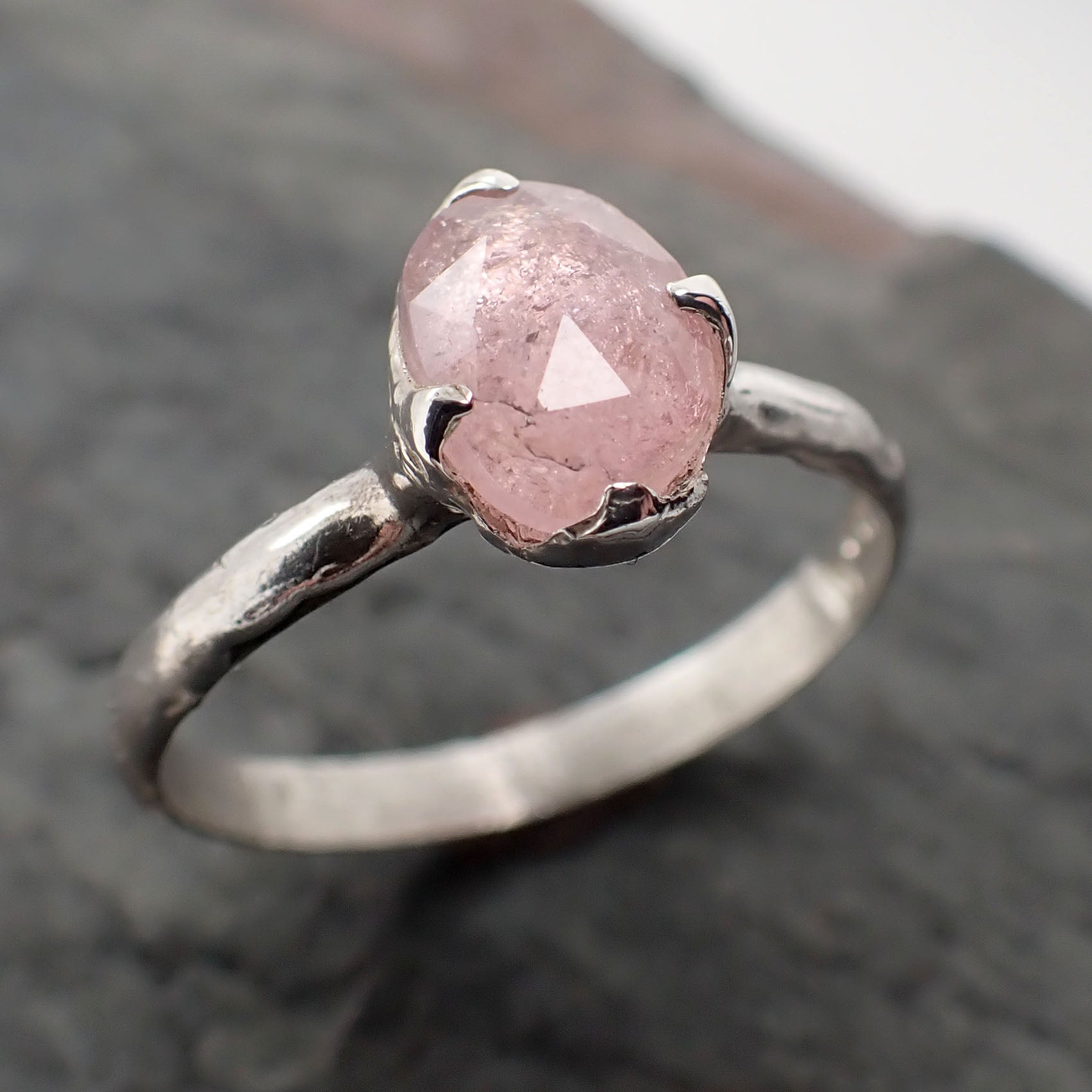 fancy cut pink tourmaline sterling silver ring gemstone solitaire recycled statement ss00087 Alternative Engagement