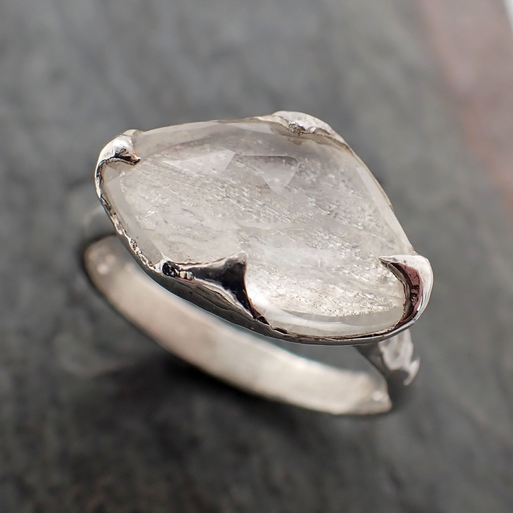 fancy cut moonstone sterling silver ring gemstone solitaire recycled statement ss00084 Alternative Engagement