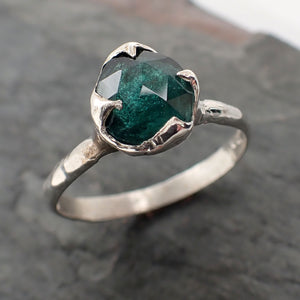 fancy cut green tourmaline sterling silver ring gemstone solitaire recycled statement ss00085 Alternative Engagement
