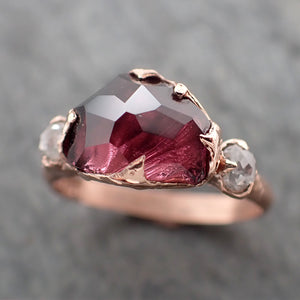 partially faceted pink spinel fancy diamonds 14k rose gold multi stone ring gold gemstone 2357 Alternative Engagement
