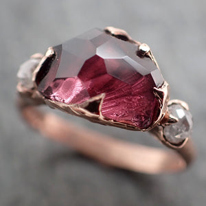 partially faceted pink spinel fancy diamonds 14k rose gold multi stone ring gold gemstone 2357 Alternative Engagement