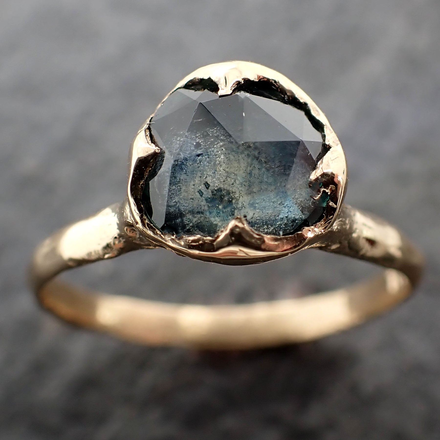 fancy cut montana blue sapphire 18k yellow gold solitaire ring gold gemstone engagement ring 2614 Alternative Engagement