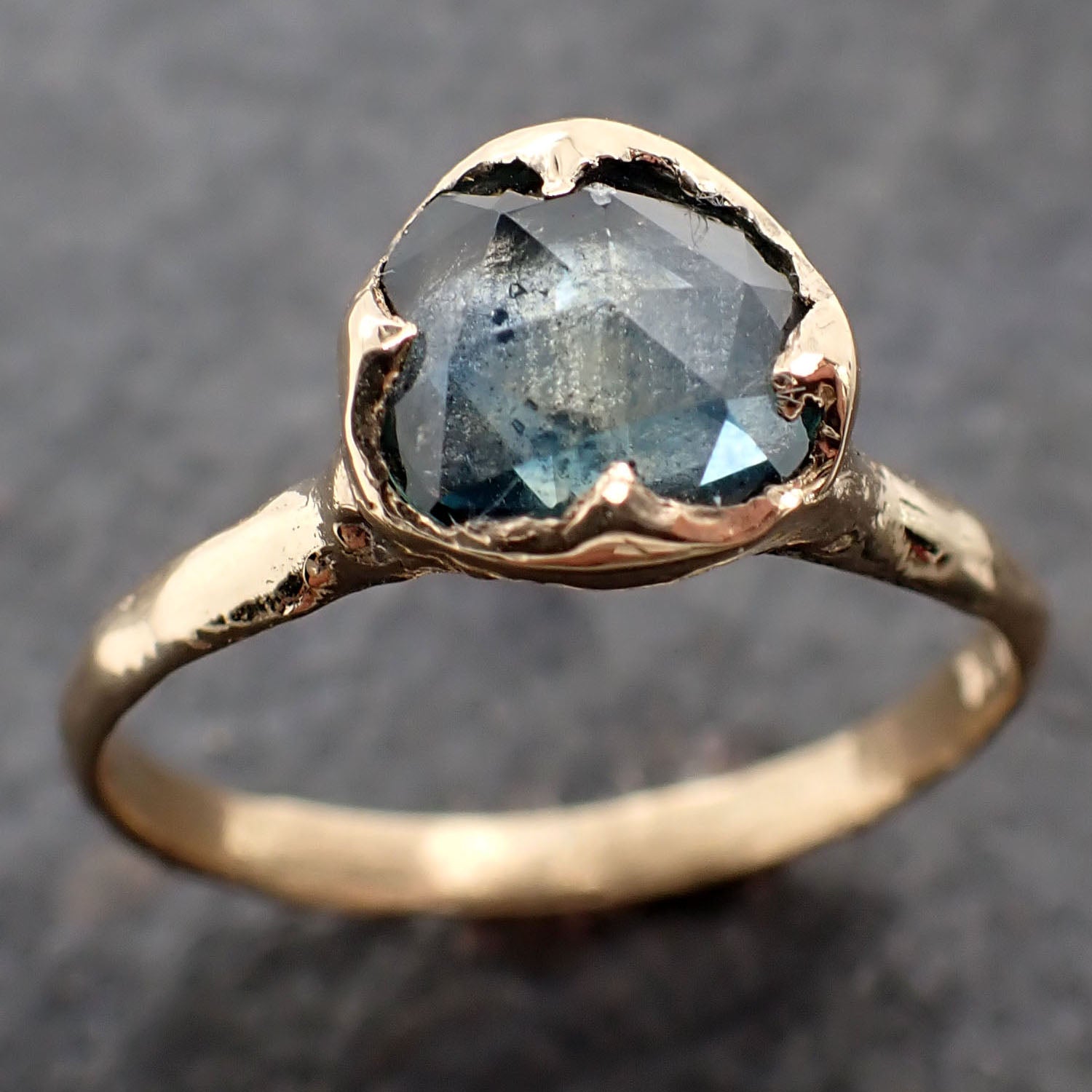 fancy cut montana blue sapphire 18k yellow gold solitaire ring gold gemstone engagement ring 2614 Alternative Engagement