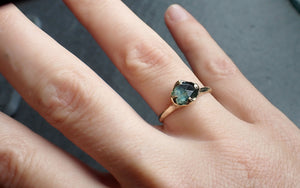 Fancy cut Montana blue Sapphire 14k Yellow gold Solitaire Ring Gold Gemstone Engagement Ring 2616