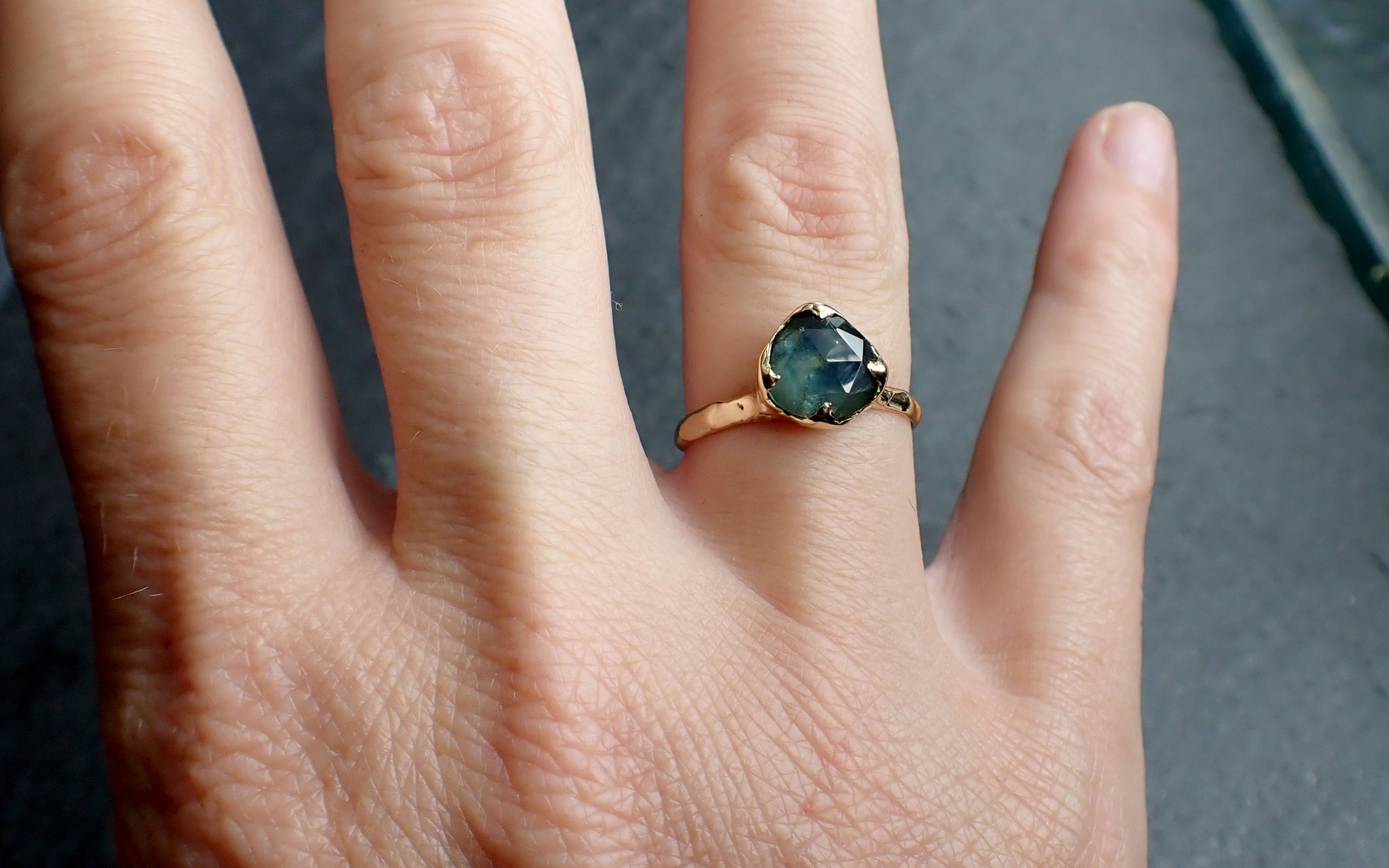 fancy cut montana blue sapphire 18k yellow gold solitaire ring gold gemstone engagement ring 2617 Alternative Engagement