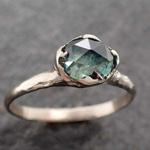 Fancy cut Montana blue green Sapphire 14k White gold Solitaire Ring Gold Gemstone Engagement Ring 2619