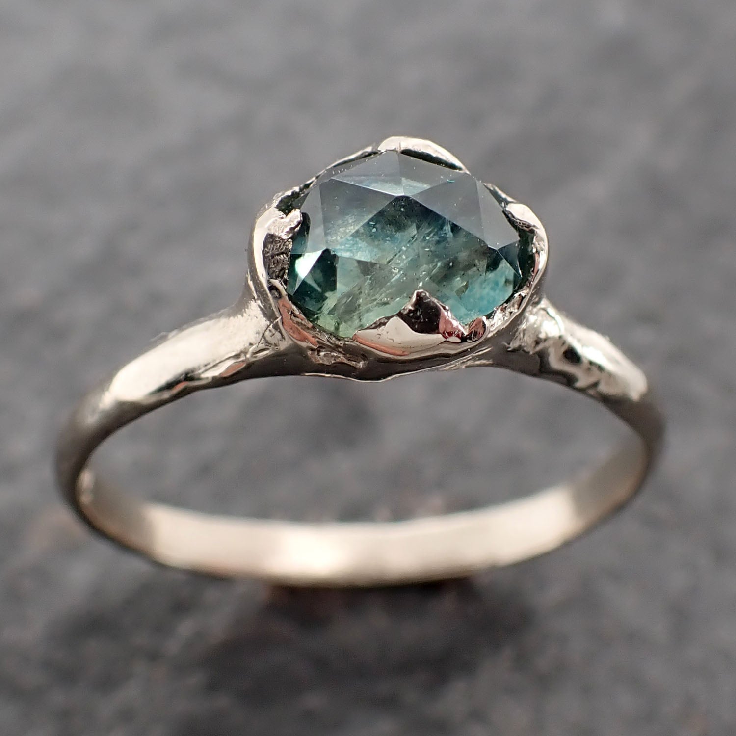 fancy cut montana blue green sapphire 14k white gold solitaire ring gold gemstone engagement ring 2619 Alternative Engagement