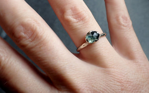 Fancy cut Montana blue green Sapphire 14k White gold Solitaire Ring Gold Gemstone Engagement Ring 2619