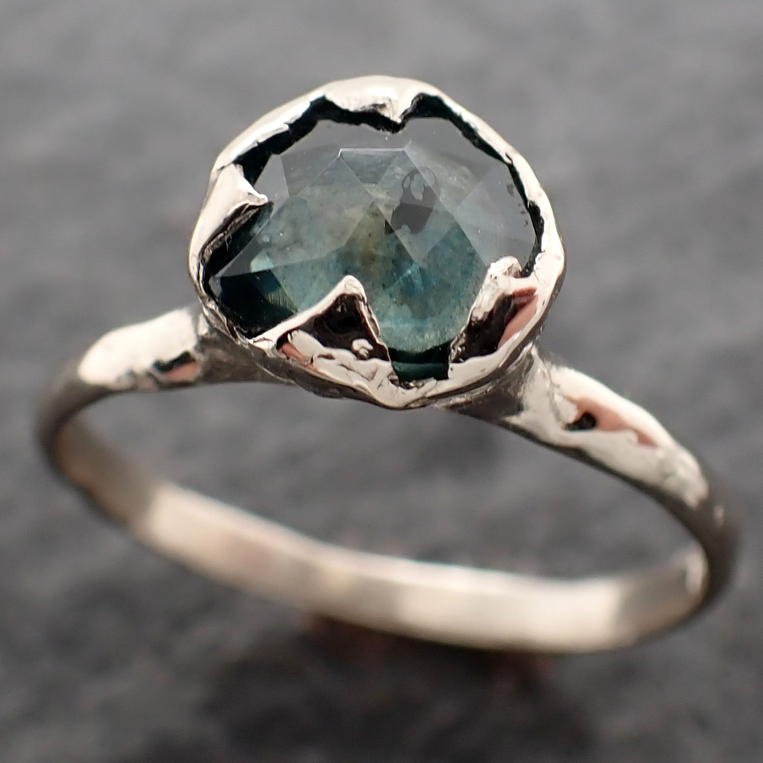 fancy cut montana blue green sapphire 14k white gold solitaire ring gold gemstone engagement ring 2620 Alternative Engagement