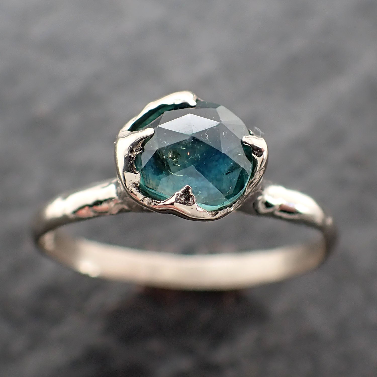 fancy cut montana blue green sapphire 14k white gold solitaire ring gold gemstone engagement ring 2622 Alternative Engagement