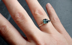 Fancy cut Montana blue green Sapphire 14k White gold Solitaire Ring Gold Gemstone Engagement Ring 2622