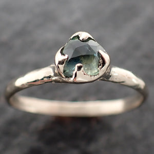 Fancy cut Montana green Sapphire 14k White gold Solitaire Ring Gold Gemstone Engagement Ring 2624