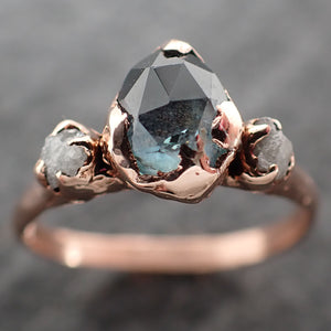 Fancy cut blue Montana Sapphire and Diamonds 14k Rose Gold Engagement Wedding Ring Custom Gemstone Ring Multi stone Ring 2630