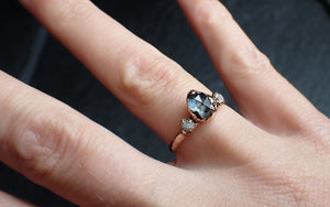 fancy cut blue montana sapphire and diamonds 14k rose gold engagement wedding ring custom gemstone ring multi stone ring 2630 Alternative Engagement