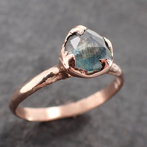 Fancy cut Montana blue Sapphire 14k Rose gold Solitaire Ring Gold Gemstone Engagement Ring 2631