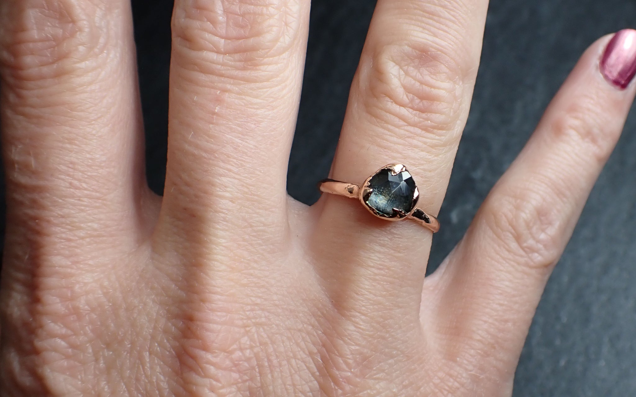 fancy cut montana blue sapphire 14k rose gold solitaire ring gold gemstone engagement ring 2631 Alternative Engagement