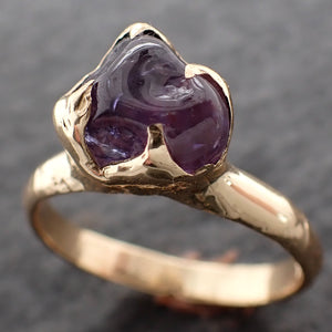 Sapphire Pebble candy polished yellow 18k gold Solitaire and band SET gemstone ring 2639