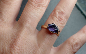 Sapphire Pebble candy purple violet polished 18k yellow gold Solitaire gemstone ring 2632