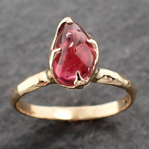 Sapphire Pebble candy pink polished 18k yellow gold Solitaire gemstone ring 2633