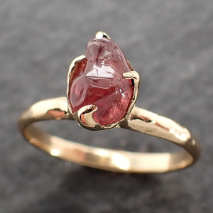 Sapphire Pebble candy pink polished 18k yellow gold Solitaire gemstone ring 2637