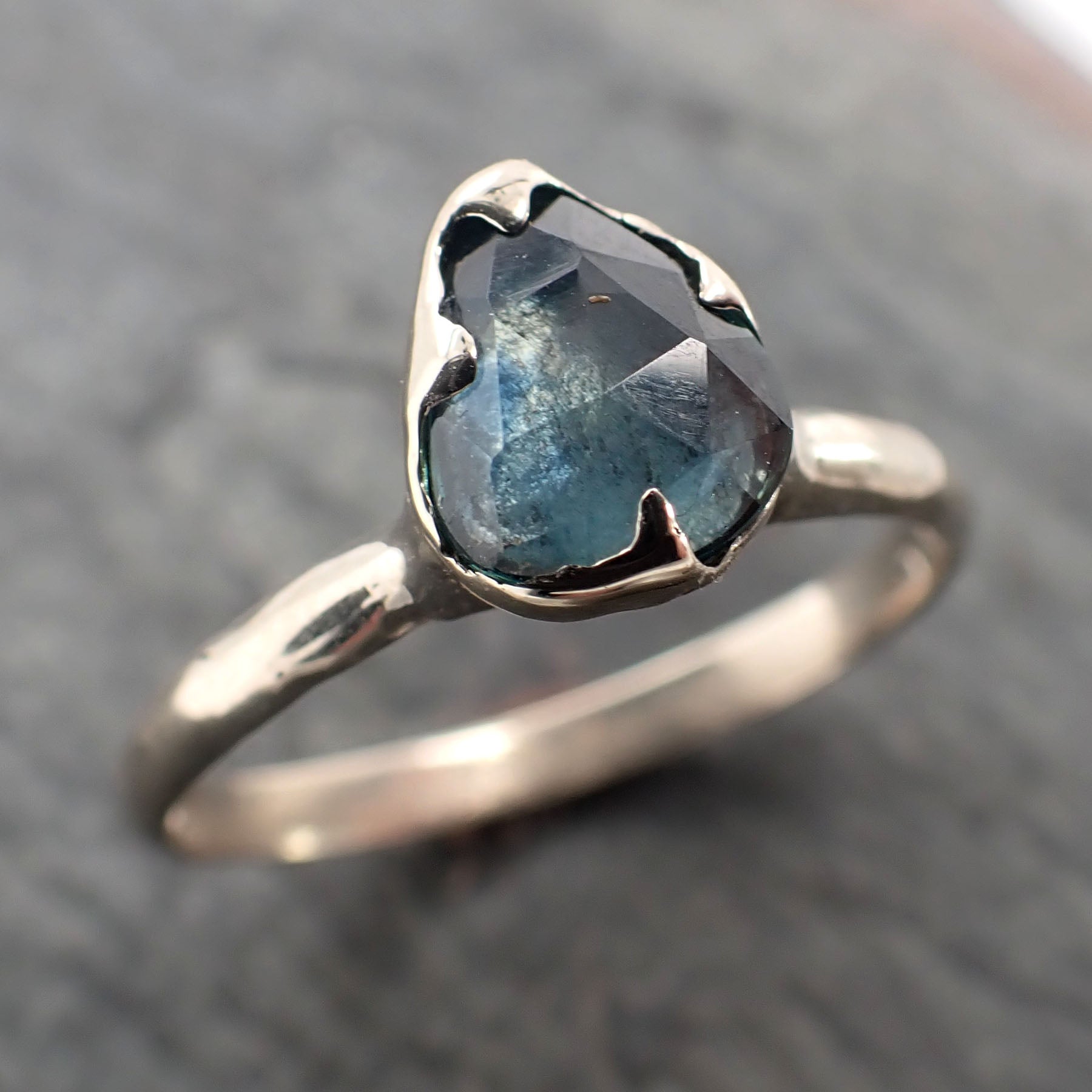 fancy cut montana blue sapphire 14k white gold solitaire ring gold gemstone engagement ring 2368 Alternative Engagement