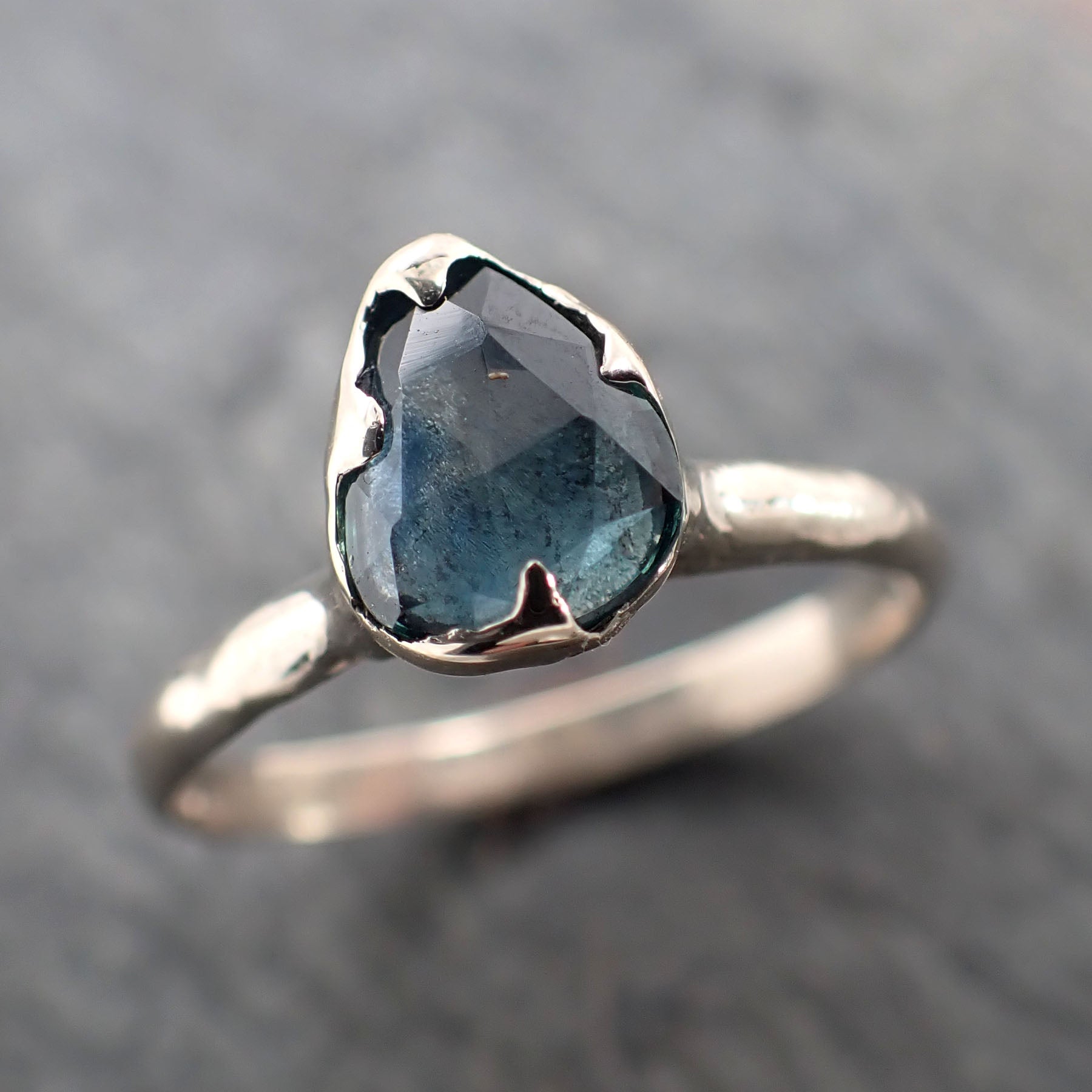 fancy cut montana blue sapphire 14k white gold solitaire ring gold gemstone engagement ring 2368 Alternative Engagement