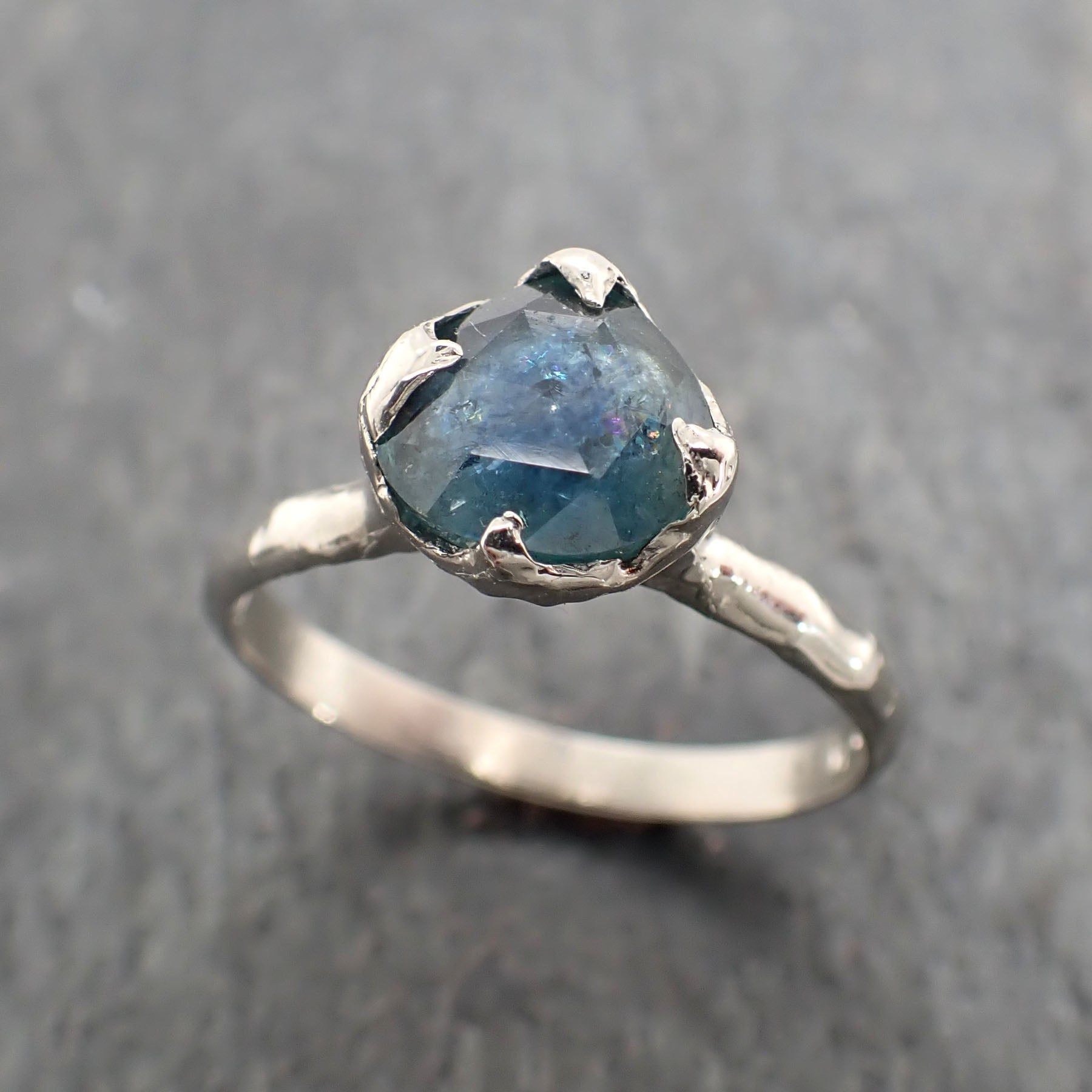 fancy cut montana blue sapphire 18k white gold solitaire ring gold gemstone engagement ring 2366 Alternative Engagement