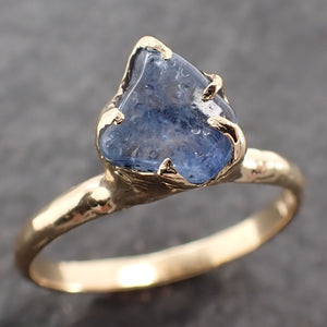 sapphire pebble candy blue polished 18k yellow gold solitaire gemstone ring 2636 Alternative Engagement