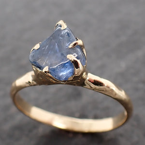Sapphire Pebble candy blue polished 18k yellow gold Solitaire gemstone ring 2636