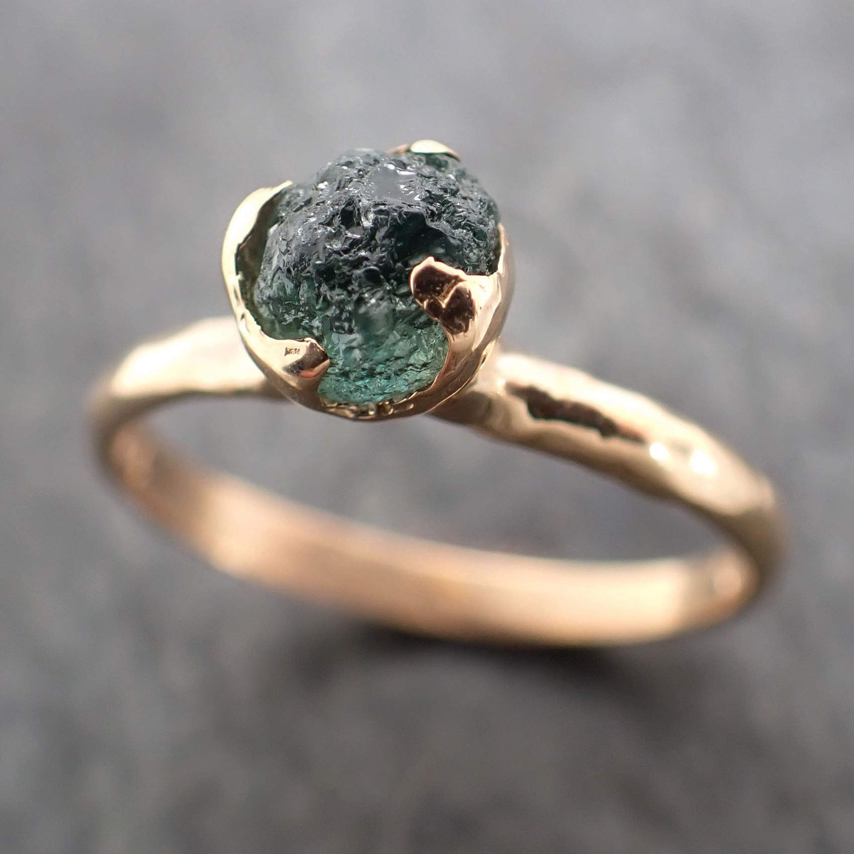 raw green montana sapphire 14k yellow gold engagement ring wedding ring custom gemstone ring solitaire ring byangeline 2369 Alternative Engagement