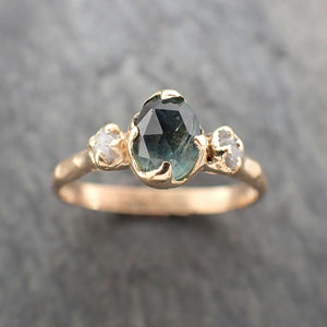 fancy cut montana sapphire diamond 14k yellow gold engagement ring wedding ring custom one of a kind blue gemstone ring multi stone ring 2370 Alternative Engagement