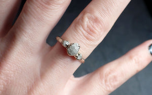raw rough diamond engagement stacking ring multi stone wedding anniversary white gold 14k rustic byangeline 2363 Alternative Engagement