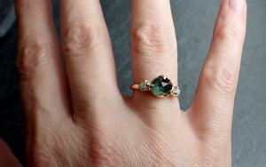 fancy cut montana green sapphire rough diamond 18k yellow gold engagement ring wedding ring gemstone ring multi stone ring 2641 Alternative Engagement