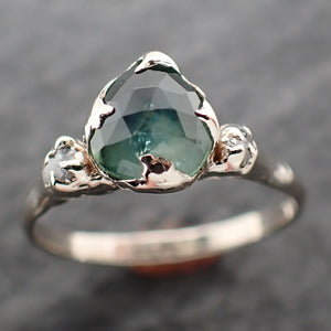 Fancy cut Montana Sapphire Diamond 14k White Gold Engagement Ring Wedding Ring blue Gemstone Ring Multi stone Ring 2648