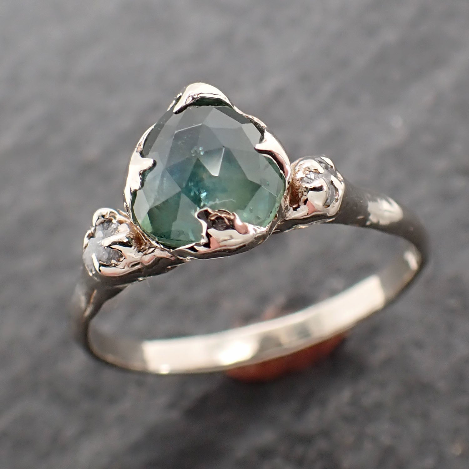 fancy cut montana sapphire diamond 14k white gold engagement ring wedding ring blue gemstone ring multi stone ring 2648 Alternative Engagement