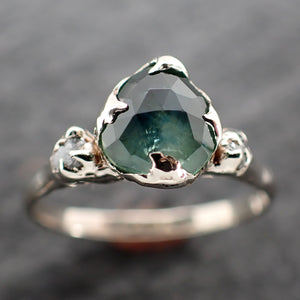 Fancy cut Montana Sapphire Diamond 14k White Gold Engagement Ring Wedding Ring blue Gemstone Ring Multi stone Ring 2648