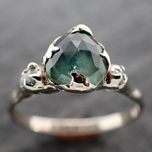 fancy cut montana sapphire diamond 14k white gold engagement ring wedding ring blue gemstone ring multi stone ring 2648 Alternative Engagement