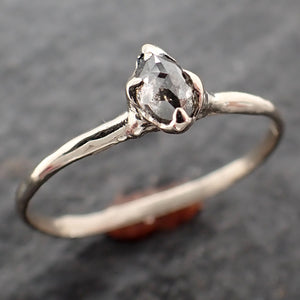 Fancy cut Salt and Pepper Diamond Solitaire Engagement 14k White Gold Wedding Ring Diamond Ring byAngeline 2721