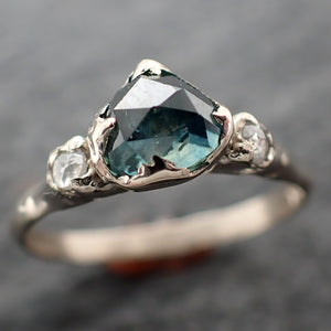 Fancy cut Montana Sapphire Diamond 14k White Gold Engagement Ring Wedding Ring blue Gemstone Ring Multi stone Ring 2652