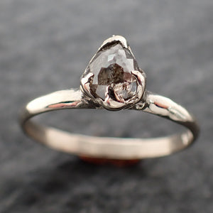 Faceted Fancy cut salt and pepper Diamond Solitaire Engagement 14k White Gold Wedding Ring byAngeline 2654