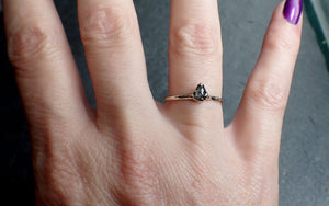 Fancy cut Salt and Pepper Diamond Solitaire Engagement 14k White Gold Wedding Ring Diamond Ring byAngeline 2720