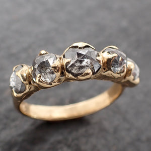 Fancy cut Salt and pepper Diamond Wedding Band 18k Yellow Gold Diamond Wedding Ring byAngeline 2650