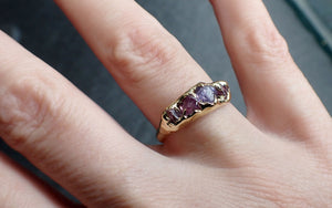 Sapphire tumbled purple lavender violet tumbled yellow 18k gold gemstone band 2657