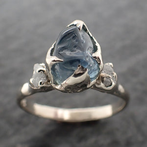 Sapphire Pebble candy polished White 14k gold Multi stone gemstone ring 2658