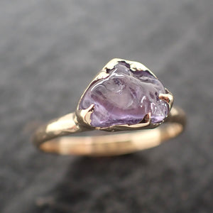 Sapphire tumbled purple tumbled yellow 18k gold Solitaire gemstone ring 2662