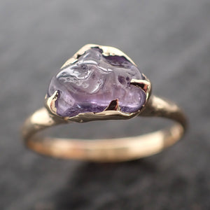 Sapphire tumbled purple tumbled yellow 18k gold Solitaire gemstone ring 2662
