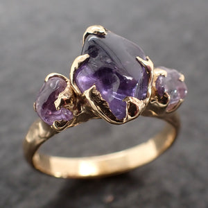 Sapphire Pebble candy purple polished 18k yellow gold multi stone gemstone ring 2663